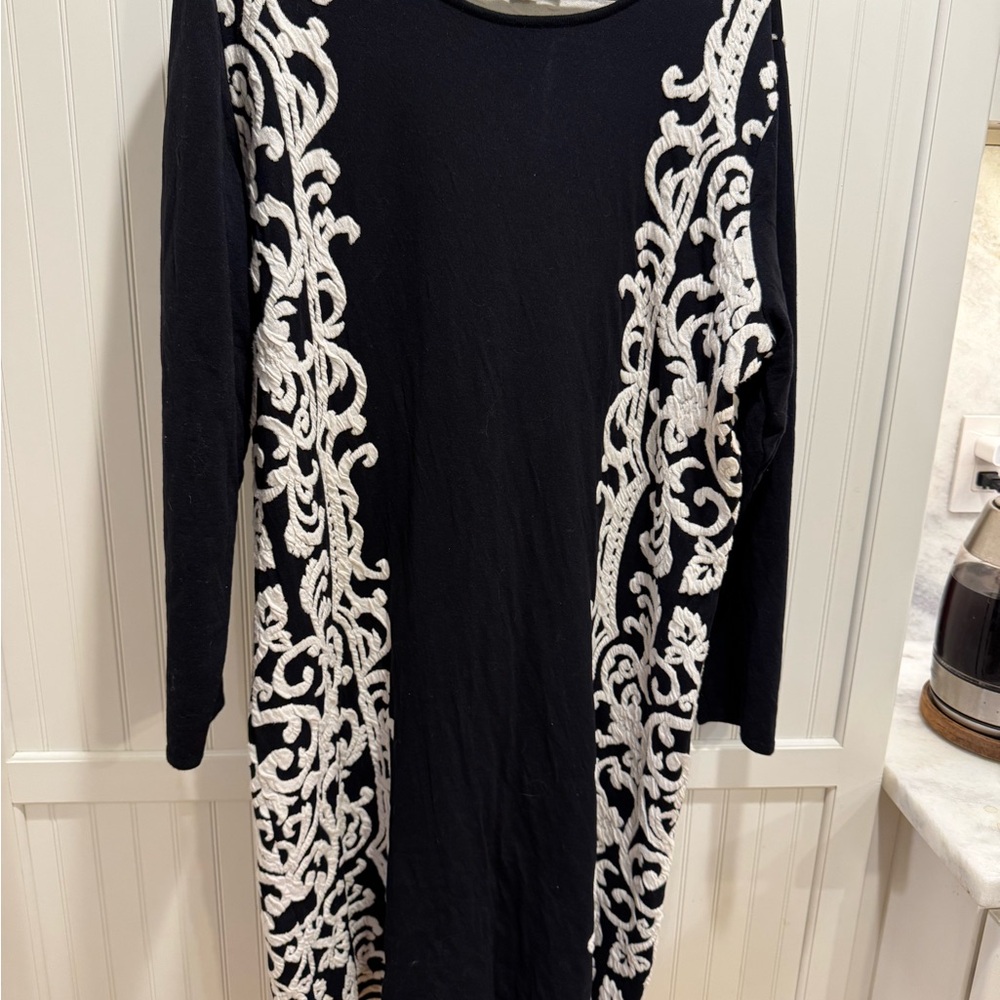 INC International Concepts Elegant Black and White Embroidered Dress